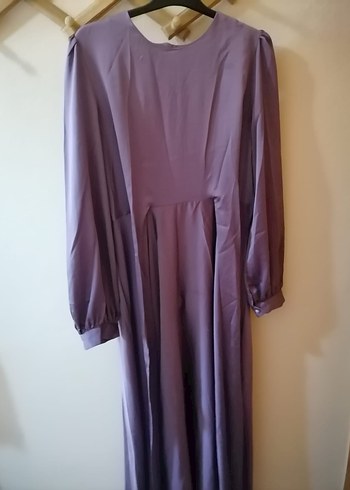 Uzun Mor Drapeli Kadın Elbise - Görsel 4