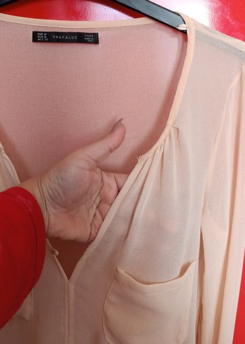 Pembe V Yaka İş Gömleği, Nakışlı, Salaş Kesim - Görsel 4