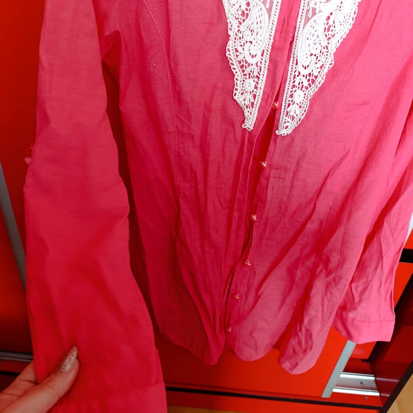 pembe işlemeli uzun gömlek - Görsel 3