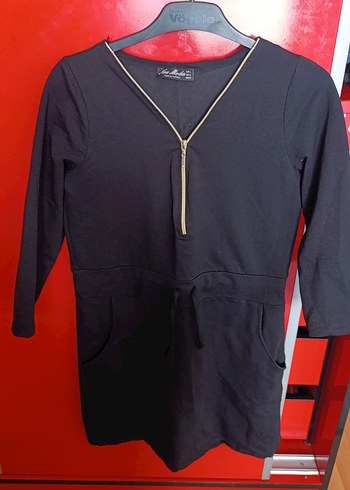 Kadın Siyah Midi Rahat Kesim Elbise - Görsel 2