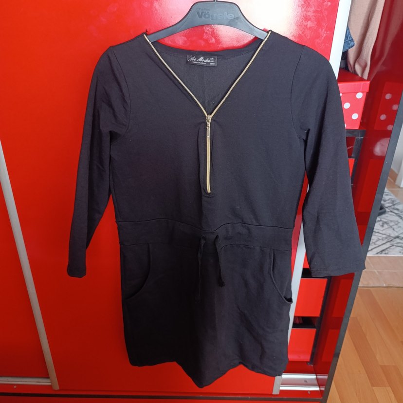 Kadın Siyah Midi Rahat Kesim Elbise - Görsel 2