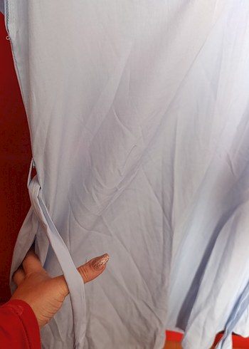 bebe mavisi V Yaka İnci İşlemeli Mini elbise - Görsel 3