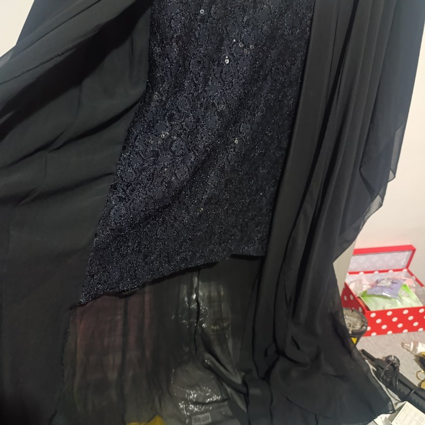 Uzun Kollu Siyah Nakışlı Bohem Abiye Elbise - Görsel 3