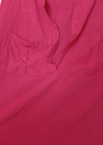 Pembe V Yakalı Düğmeli Bluz - Görsel 6