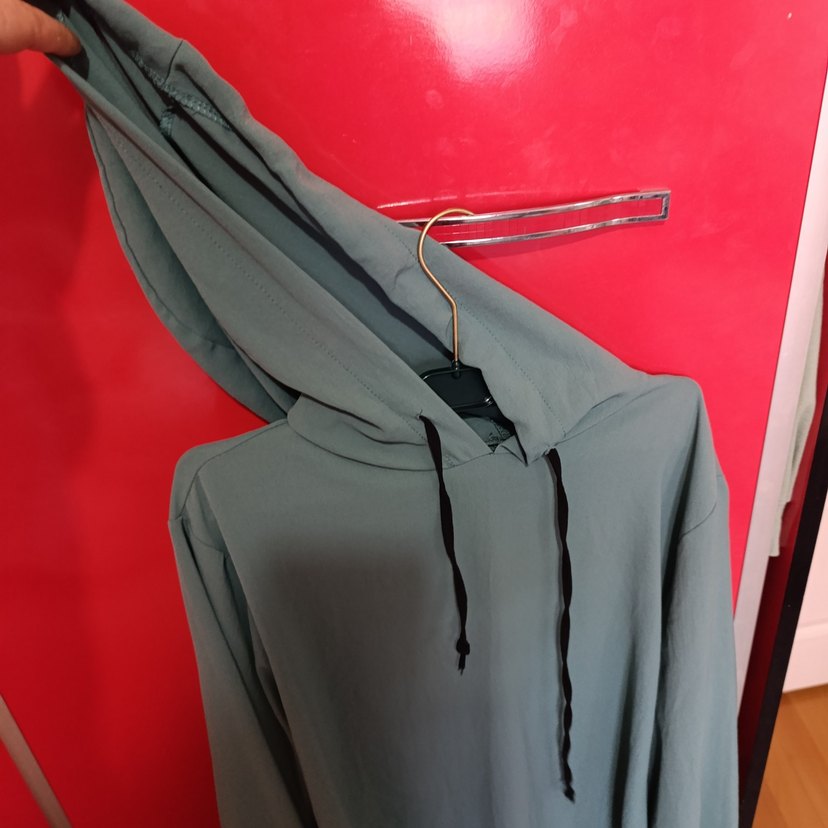 yeşil  kapüşonlu Uzun Salaş Sweatshirt - Görsel 3