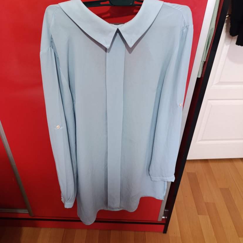 Düğmeli Beyaz Kadın Gömlek tunik - Görsel 2