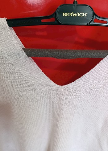 Kadın Beyaz V Yaka Pamuklu Triko Kazak - Görsel 6