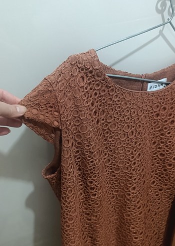 Uzun Kahverengi Nakışlı Bohem Kadın Elbise - Görsel 5