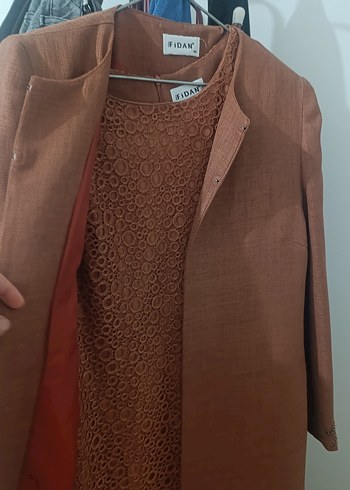 Uzun Kahverengi Nakışlı Bohem Kadın Elbise - Görsel 2