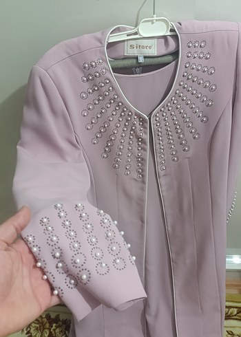 Uzun Kollu Pembe Nakışlı Kadın Elbisesi - Görsel 6