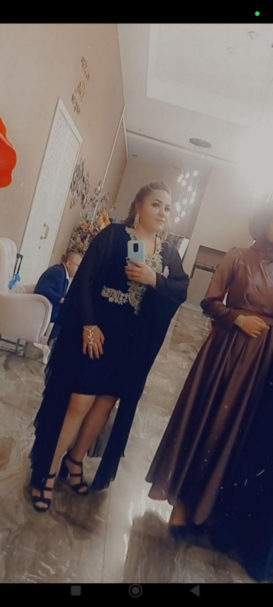 Uzun Siyah mini  Bohem V Yaka abiye - Görsel 5