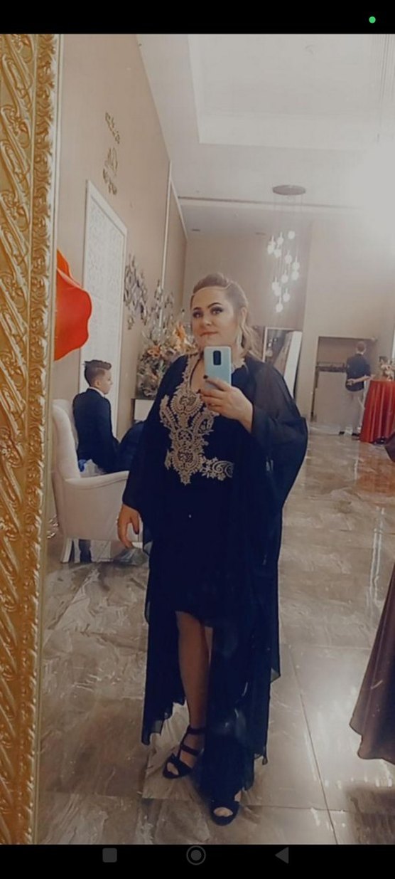 Uzun Siyah mini  Bohem V Yaka abiye - Görsel 3