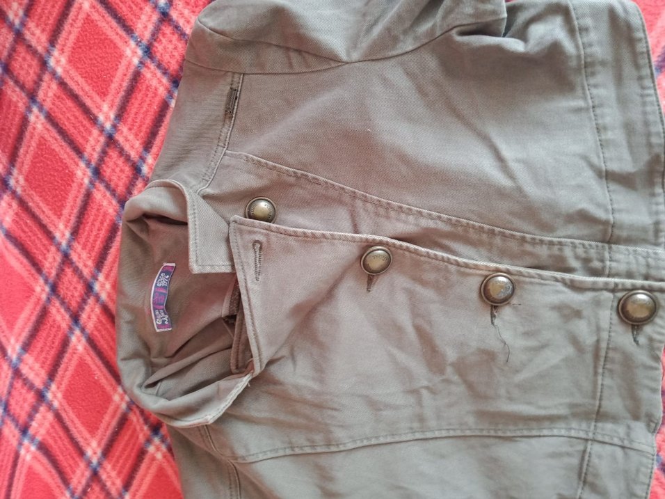 Düğmeli haki yeşil Kısa kadın Ceket - Görsel 5