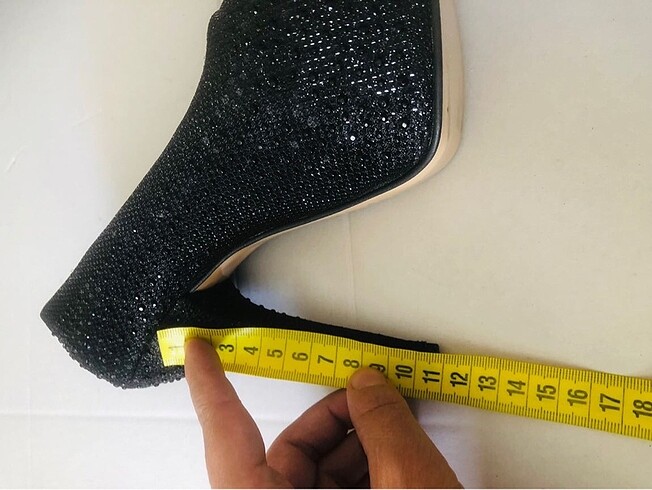 35 Beden siyah Renk Simli topuklu abiye ayakkabı stiletto