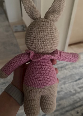 Pembe örgü oyuncak tavşan bebek - Görsel 2