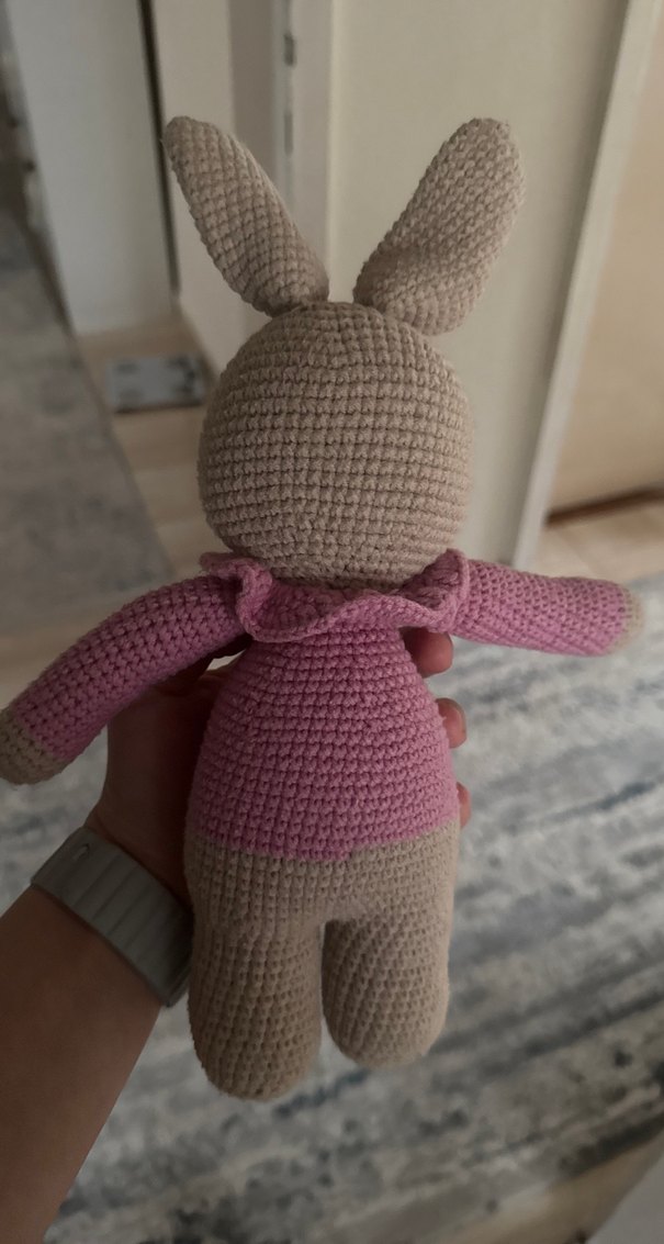 Pembe örgü oyuncak tavşan bebek - Görsel 2