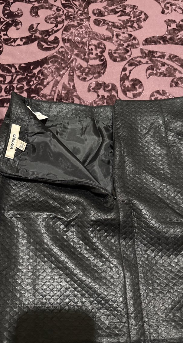 Yılan Desenli siyah Mini Etek - Görsel 4