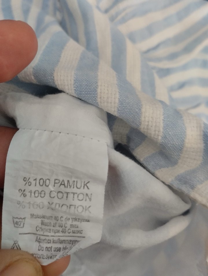 Mavi Çizgili Kız Elbisesi Düğmeli - Görsel 4