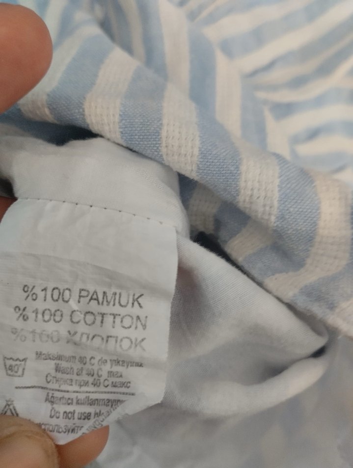 Mavi Çizgili Kız Elbisesi Düğmeli - Görsel 3