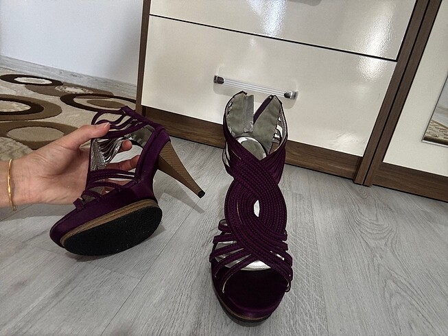 Mor platform topuklu ayakkabı - Görsel 5