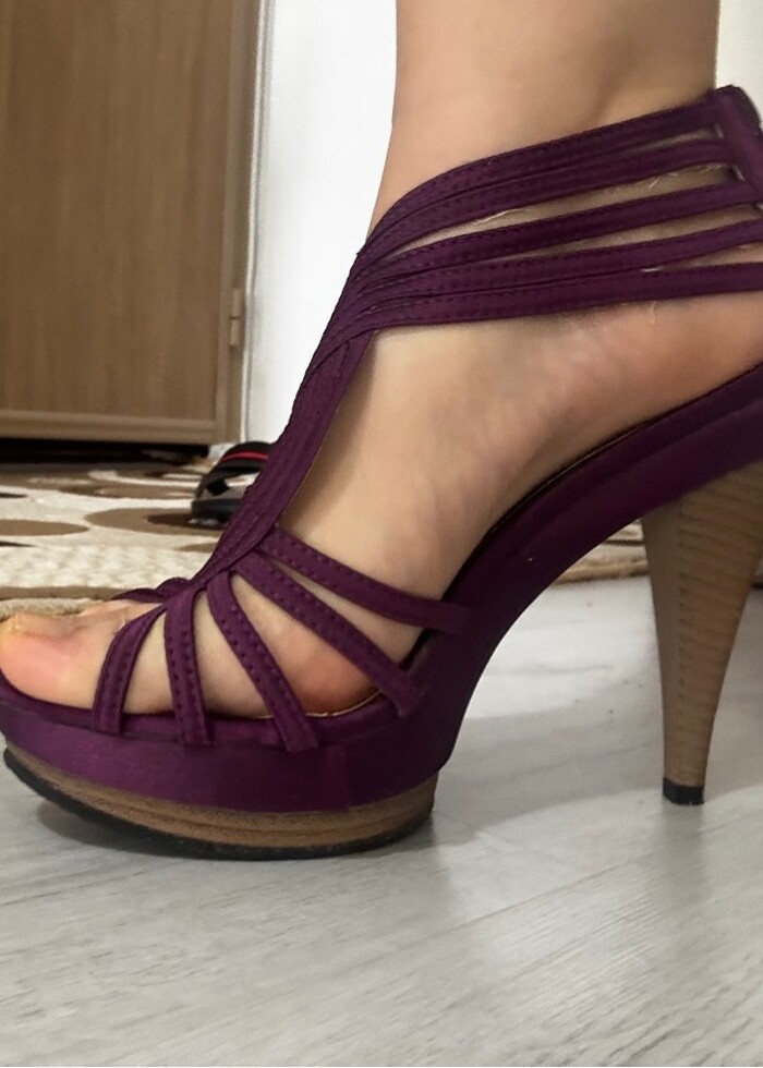 Mor platform topuklu ayakkabı - Görsel 2