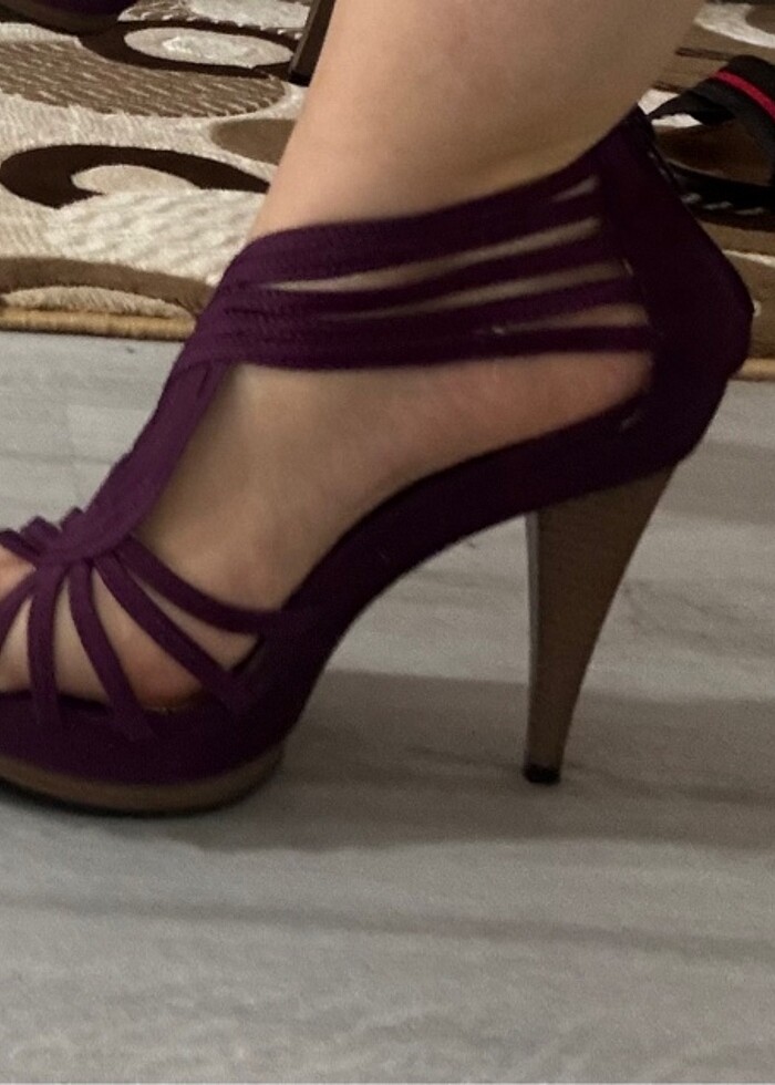 Mor platform topuklu ayakkabı - Görsel 3