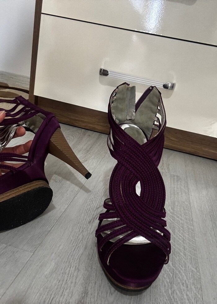 Mor platform topuklu ayakkabı - Görsel 5