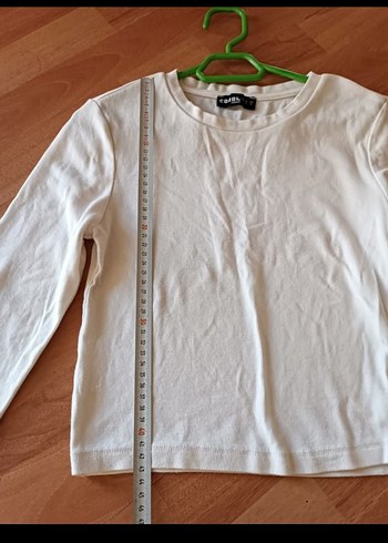 s Beden beyaz Renk Uzun Kollu Beyaz Crop Top