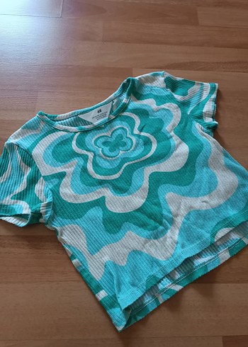 Kız Çocuk Turkuaz Tie-Dye Kısa Kollu Tişört - Görsel 6