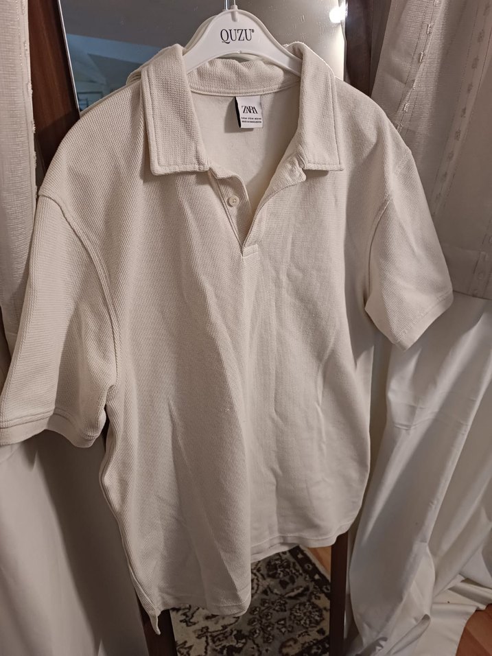 Beyaz zara Erkek Polo Tişört - Görsel 3