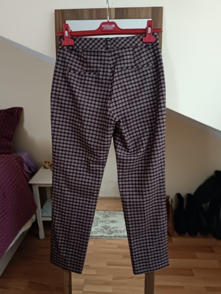 adl bordo Kumaş Pantolon - Görsel 4