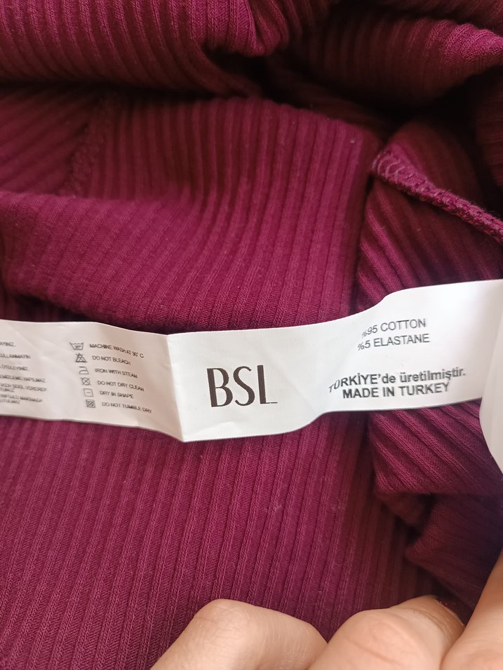 Bordo V Yaka Uzun Kollu Triko Elbise - Görsel 2