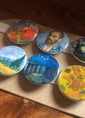 Diğer Van Gogh Buton Rozet Seti 6'lı