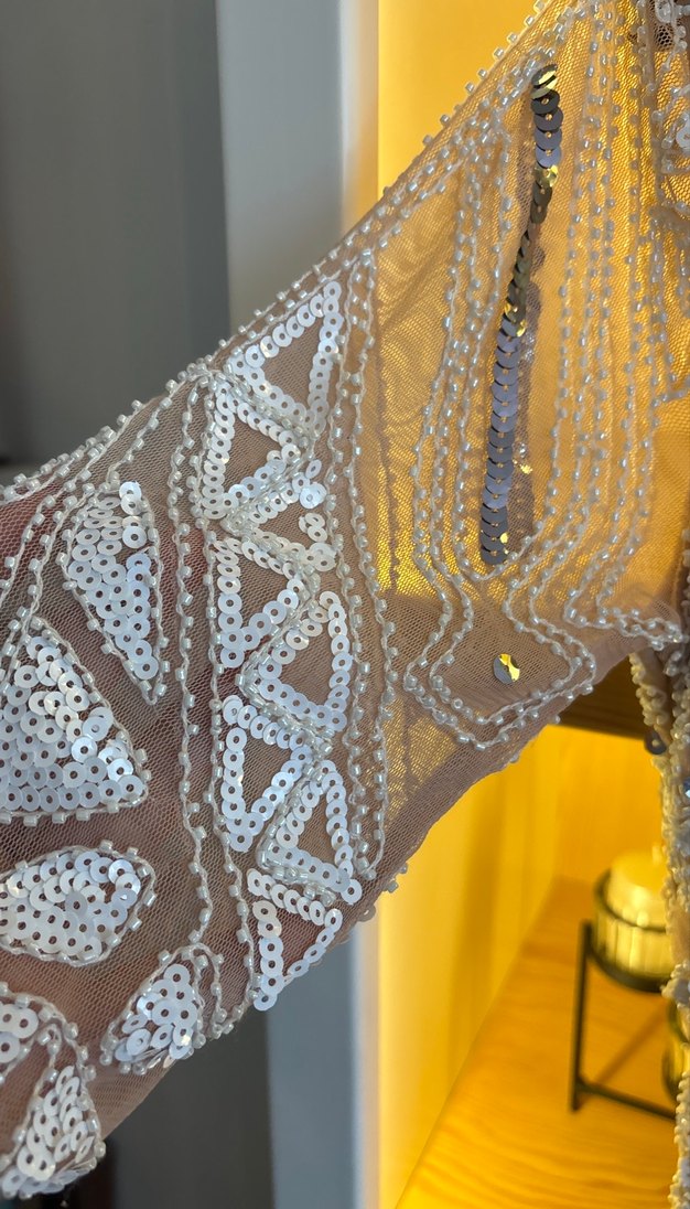 V Yaka Dantel Detaylı Bohem Mini elbise - Görsel 2