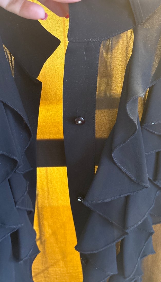 Uzun Kollu Siyah Transparan Gömlek - Görsel 2