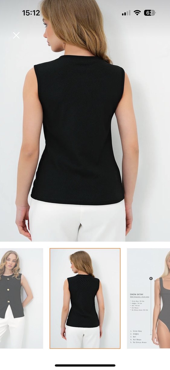 Düğmeli Siyah Bluz - Görsel 2