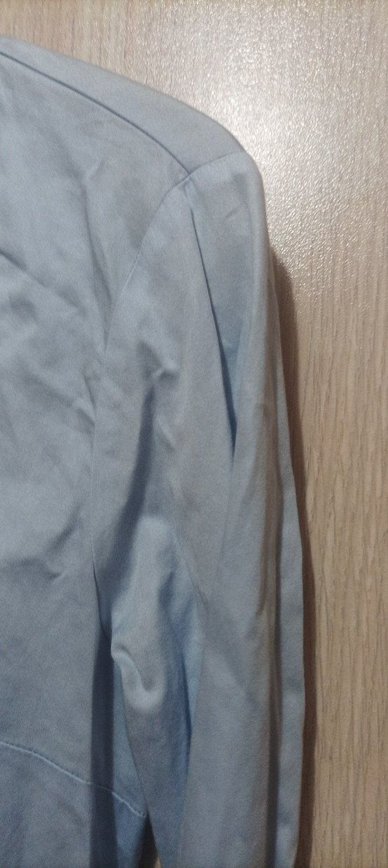 Mavi Düğmeli Pamuk Saten Gömlek - Görsel 3