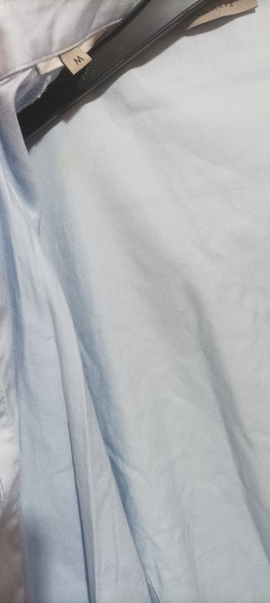 Mavi Düğmeli Pamuk Saten Gömlek - Görsel 5