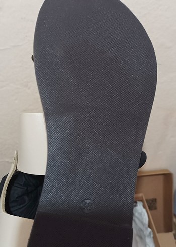 Bej Deri Kadın Dolgu Topuklu Sandalet - Görsel 3