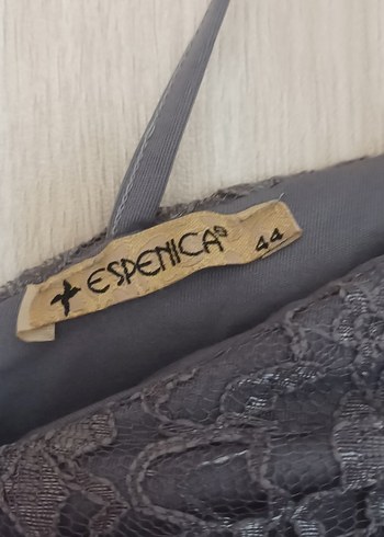 Dantel Detaylı V Yakalı Uzun Gri Vintage Abiye - Görsel 6