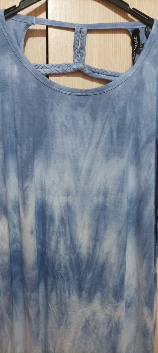 Mavi Batik Desenli Kadın Midi Elbise - Görsel 3