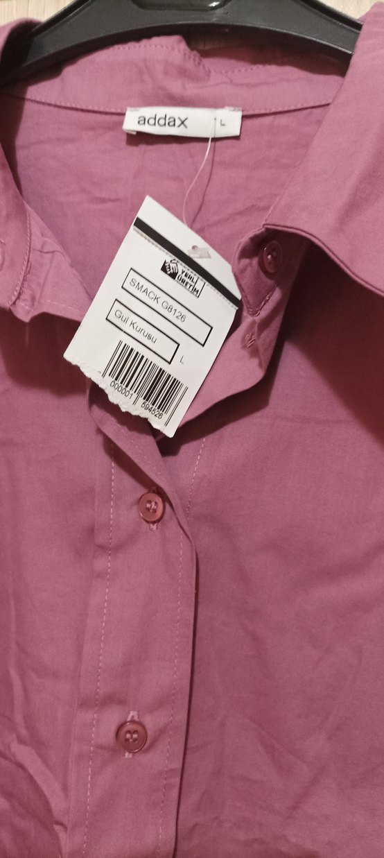 Mor Düğmeli Rahat Kesim Kadın Gömlek - Görsel 3