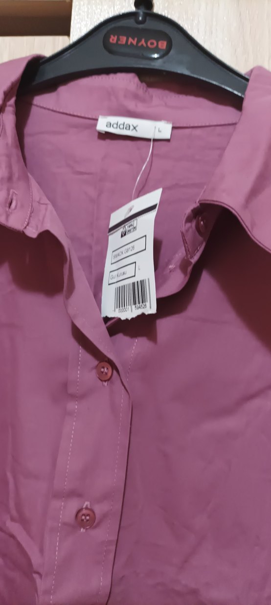 Mor Düğmeli Rahat Kesim Kadın Gömlek - Görsel 5