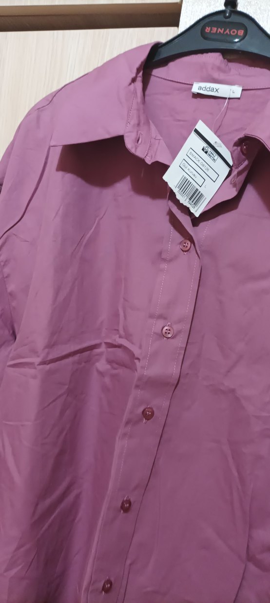 Mor Düğmeli Rahat Kesim Kadın Gömlek - Görsel 2