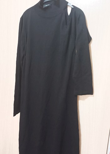 Siyah Maxi Omuz Detaylı Kadın Triko Elbise - Görsel 5