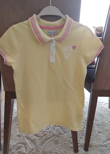 Kız Çocuk Sarı Düğmeli Polo Tişört - Görsel 2