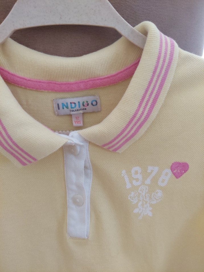 Kız Çocuk Sarı Düğmeli Polo Tişört - Görsel 3