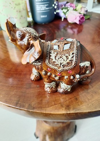 Kahverengi Süslemeli Fil Biblo - Görsel 3