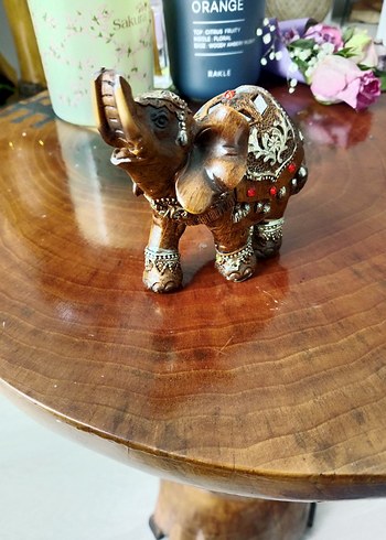 Kahverengi Süslemeli Fil Biblo - Görsel 4