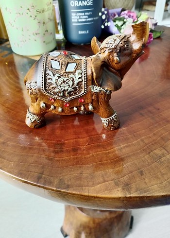 Kahverengi Süslemeli Fil Biblo - Görsel 5